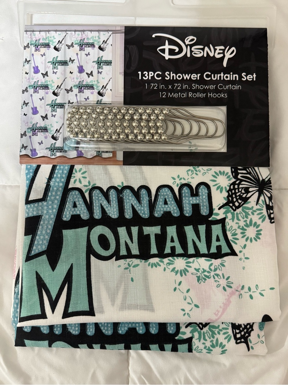 Disney Hannah Montana 13PC Shower Curtain Set - Teal, Black, White